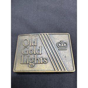 Vintage Old Gold Lights Brass Belt Buckle By LDL Advertising Ciggrettes Memerabi